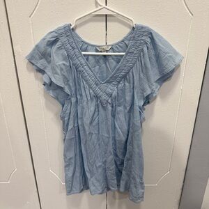 Lucky Brand Blue V-neck Short Sleeve Shirt